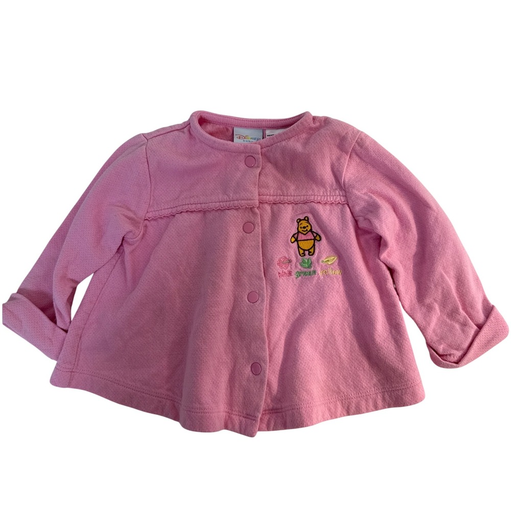 Vintage Y2K Disney Winnie the Pooh pink cardigan sweater jacket girls 6-9m